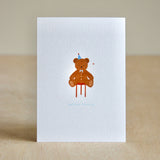 Minimalistische felicitatiekaart met teddybeer voor geboorte jongen